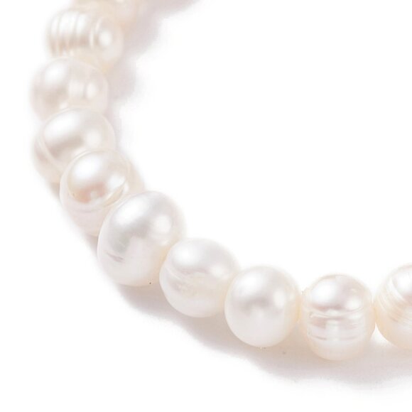 NWOT Natural pearls & polymer Clay Heishi bead handmade Stretch Bracelet 2/$20 - Picture 4 of 5